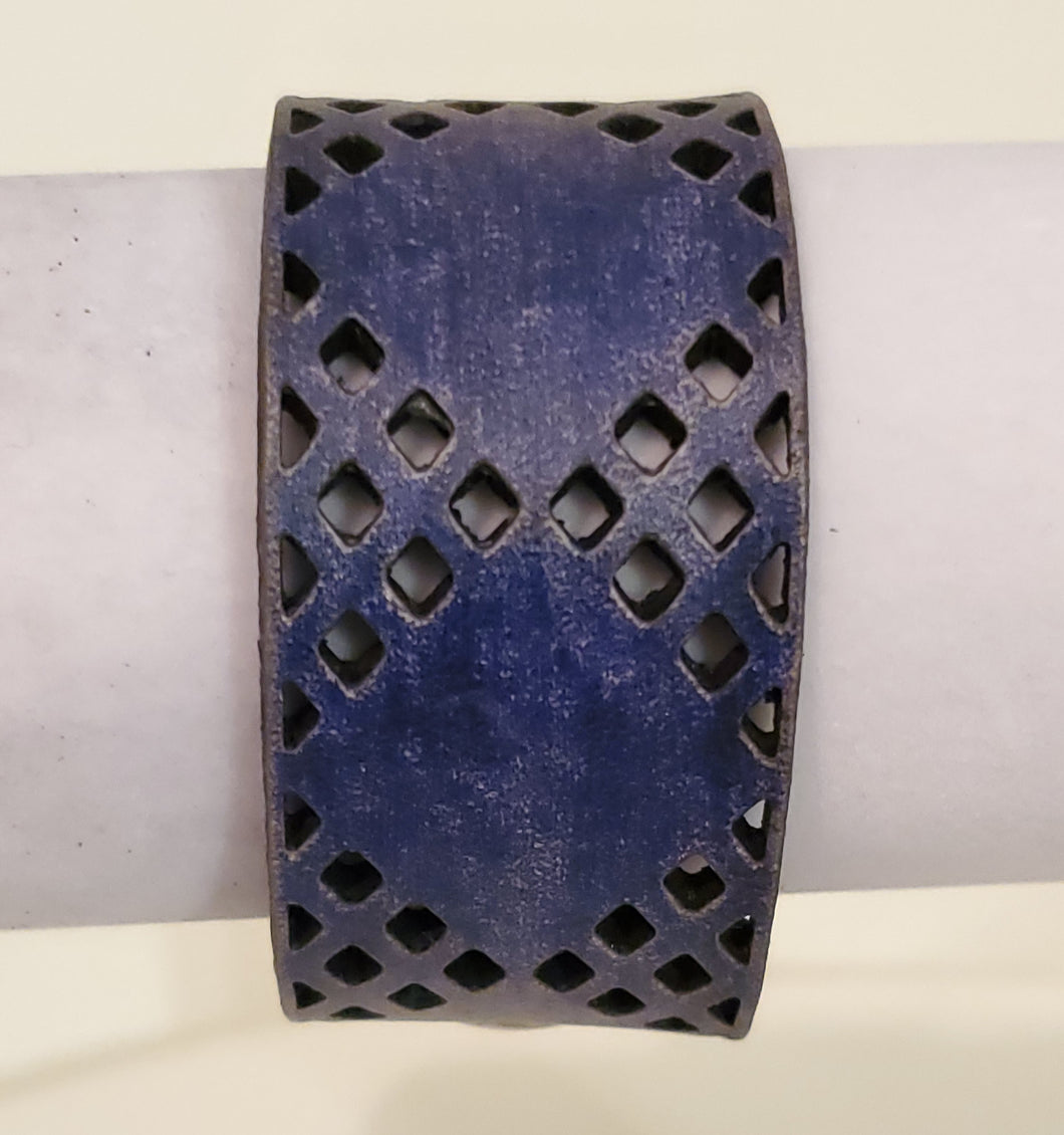 Bracelet Cuff-Blue Leather