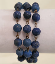 Load image into Gallery viewer, Bracelet-Frosted Blue Lapis Bead, Triple Strand
