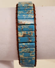Load image into Gallery viewer, Bracelet Cuff-Woven Regalite Stacked Stone-Turquoise
