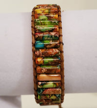 Load image into Gallery viewer, Bracelet Cuff-Woven Regalite Stacked Stone Multi
