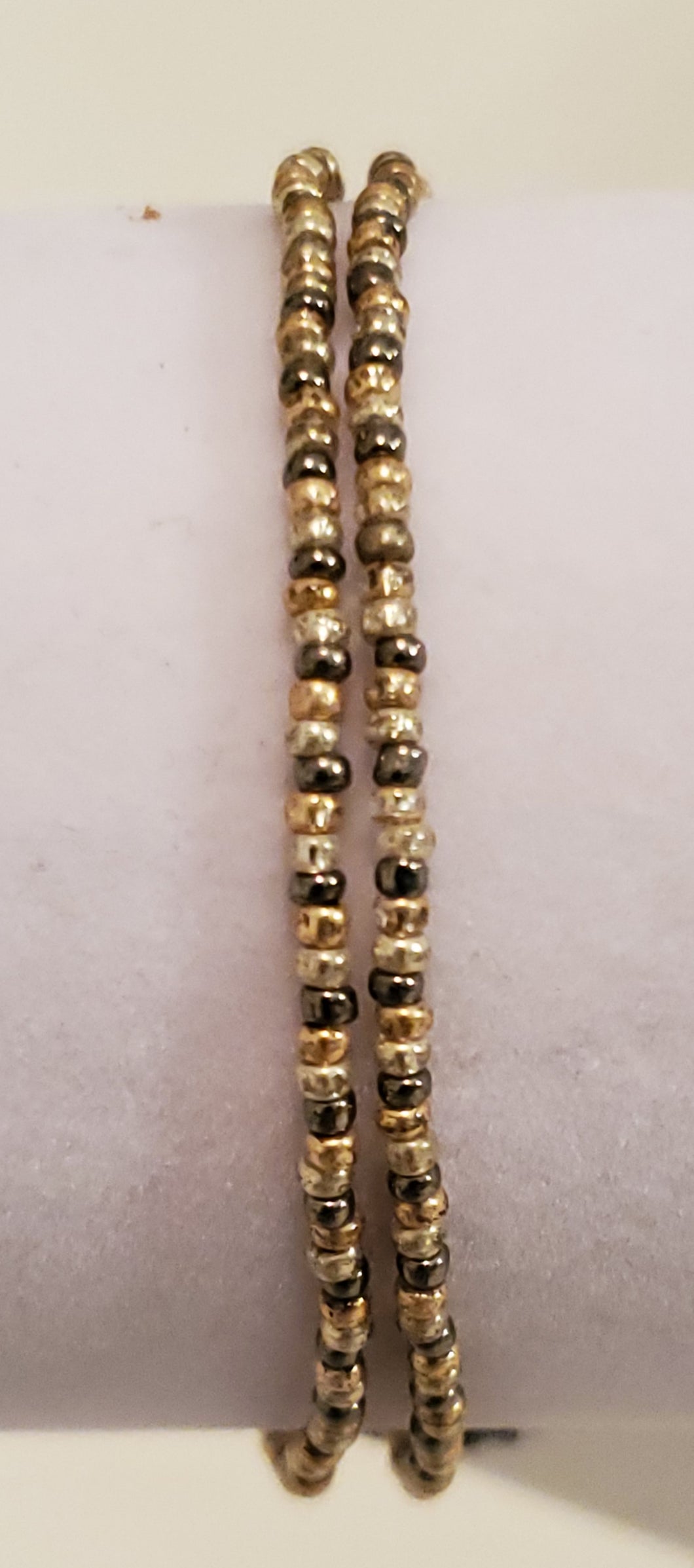 Bracelet-Silver & Gold Metal beads, Double Strand