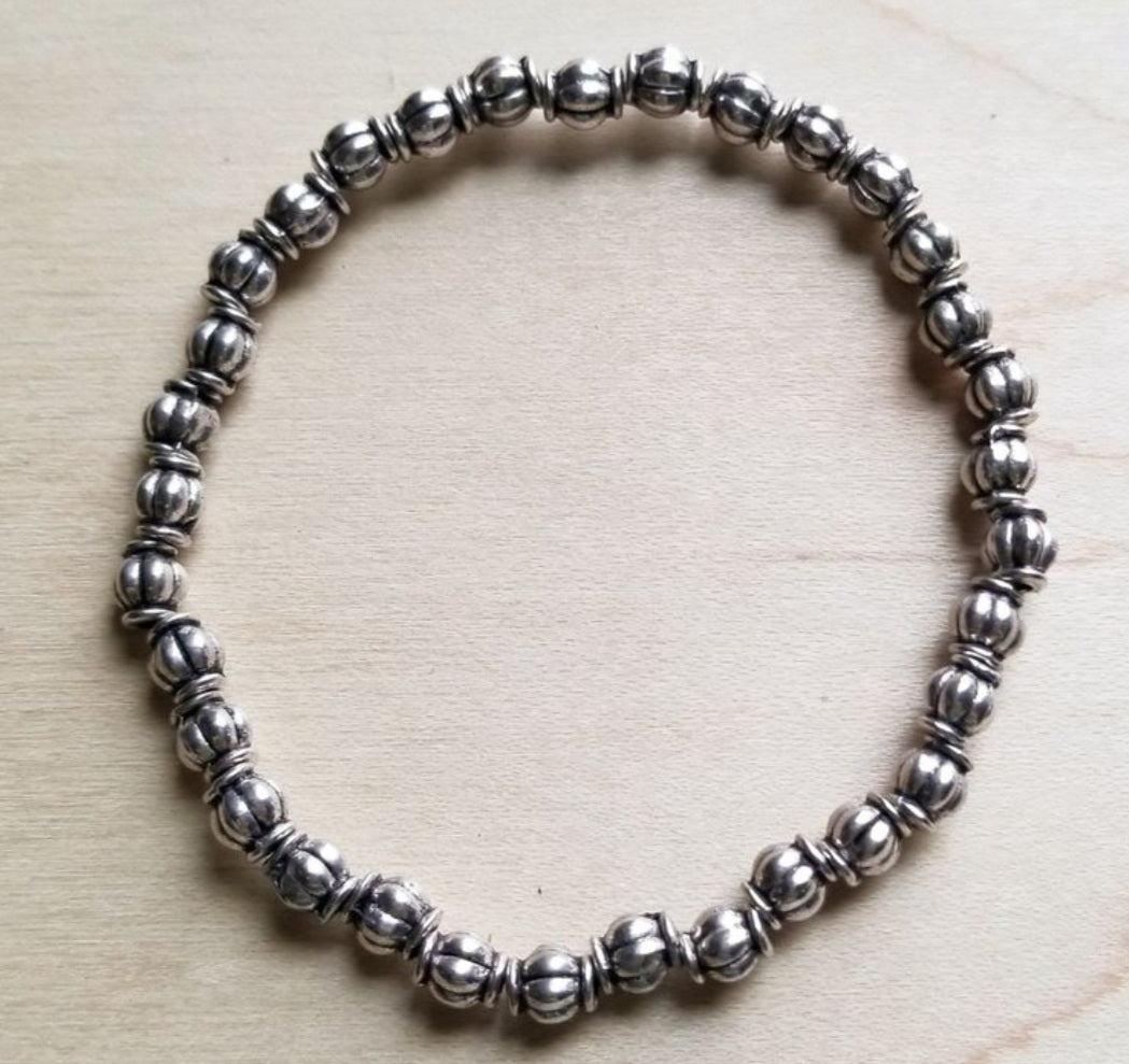 Bracelet-Galvanized Anique Silver Bead