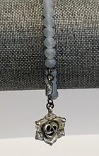 Load image into Gallery viewer, Bracelet-Pale Blue Frosted Beads w/Silver Rose Charm
