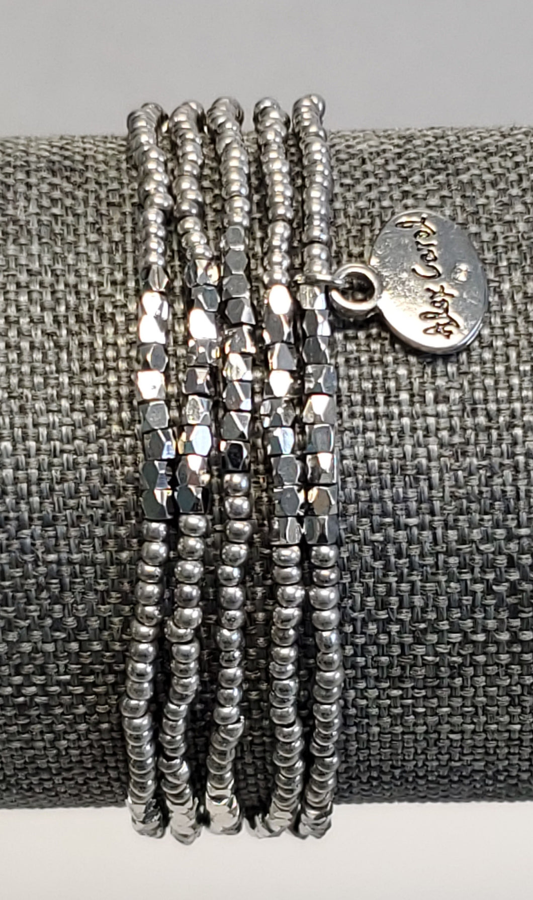 Bracelet-Small Silver Round & Square Beads Set/5