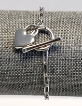 Load image into Gallery viewer, Bracelet-Small Chainlink w/Toggle &amp; Small Silver Heart
