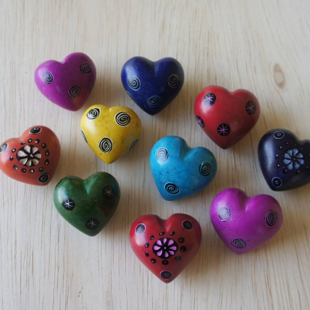 Heart-Assorted Colors w/Etched Pattern 1.5