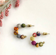 Load image into Gallery viewer, Earrings-Kantha Small Hoops
