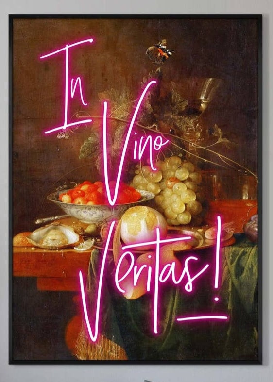 Art Print-In Vino Veritas Neon 12x16