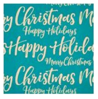 Gift Wrap Roll-Turquoise & Kraft Merry Christmas