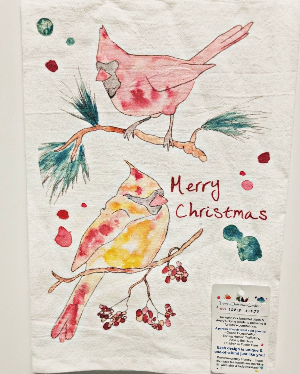 Kitchen Towel-Christmas Cardinal
